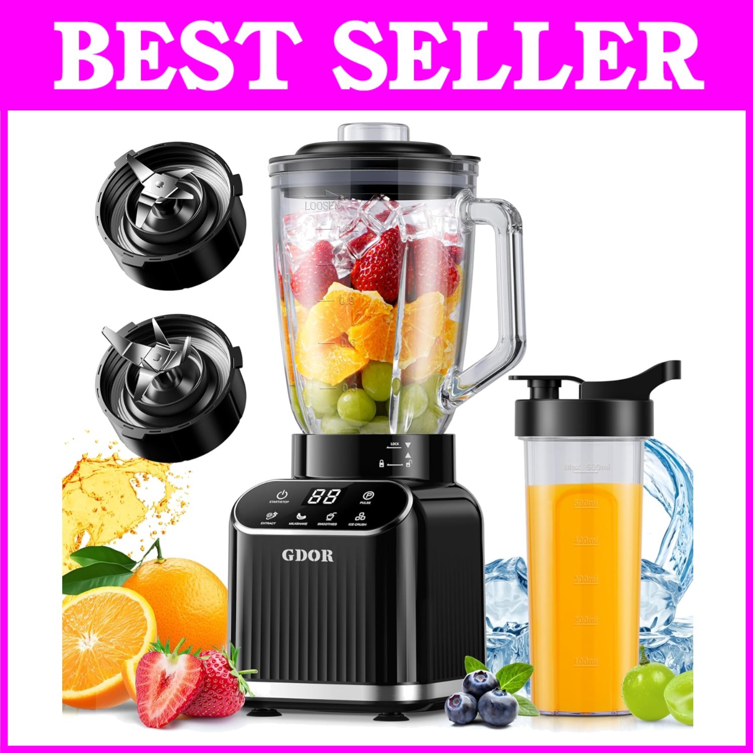 Professional 1200W Smoothie Blender, 5 Functions
