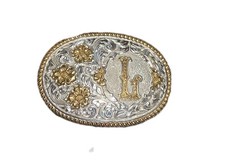 Initial Letter L Vintage Crumrine Monogram Vintage Floral Belt Buckle
