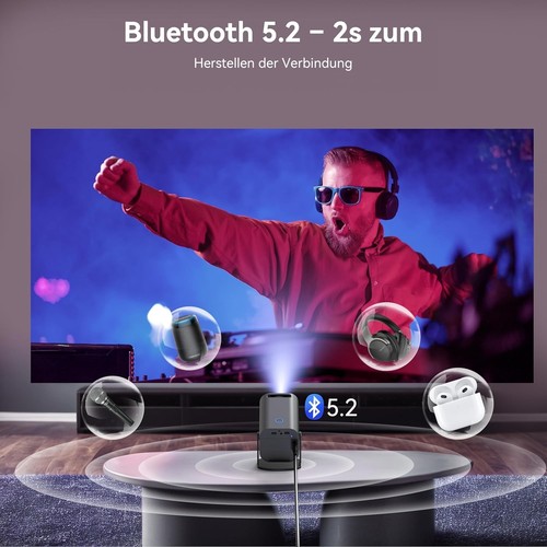 Mini Beamer 4k 1080P Full HD Mini Projektor Android 11 Wifi 6 Keystone Polocsh - Bild 5 von 9