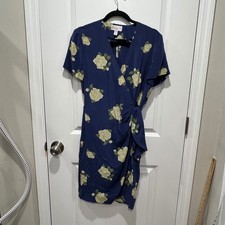 Adrianna Papell Womens Dress 100% Silk Floral Rose Blue 8