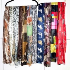 Lot of 11 Scarves Multi Colored Animal Prints Dogs Lighthouses