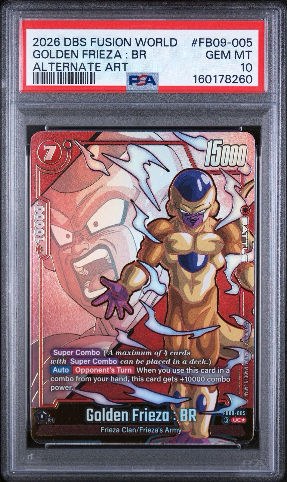 Golden Frieza : BR FB09-005 Alternate Art Dual Evolution Dragon Ball Card PSA 10 view 1