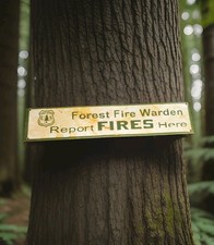 Vintage US Forest Service Porcelain Sign Forest Fire Warden Smokey USFS 30" x 6"