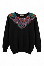 Vintage Victoria Harbour Sequin Beaded Black Knit Sweater Size M