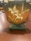 Vtg ROSEVILLE Pottery Brown Zephyr Lily Fan Vase #206-7  Stunning!  Ex Condition