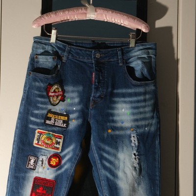 DSquared2 Denim Patch Work Paint Splat Jeans Size 50