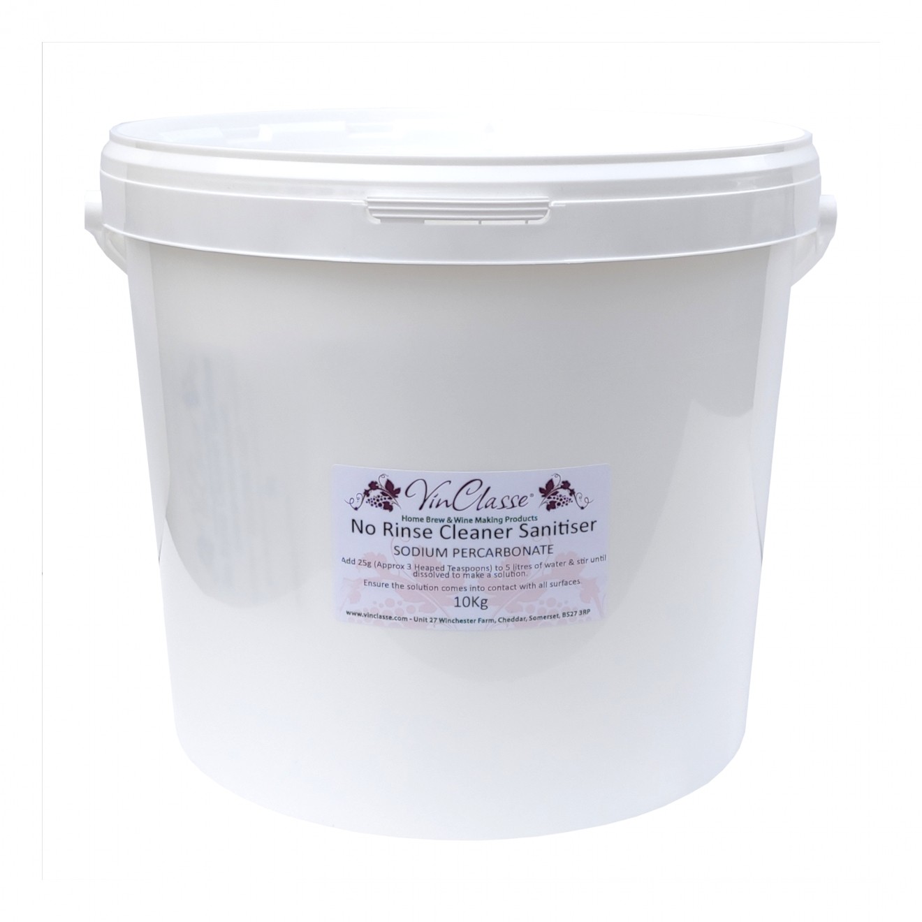 Vinclasse No Rinse Cleaner Sanitiser - Sodium Percarbonate - 10kg Bulk Bucket