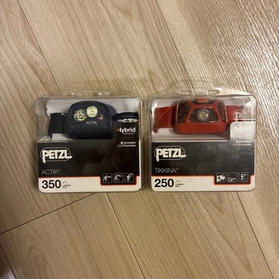 PETZL ACTIK 350 Lumen & TIKKINA 250 Lumen Headlights Set of 2
