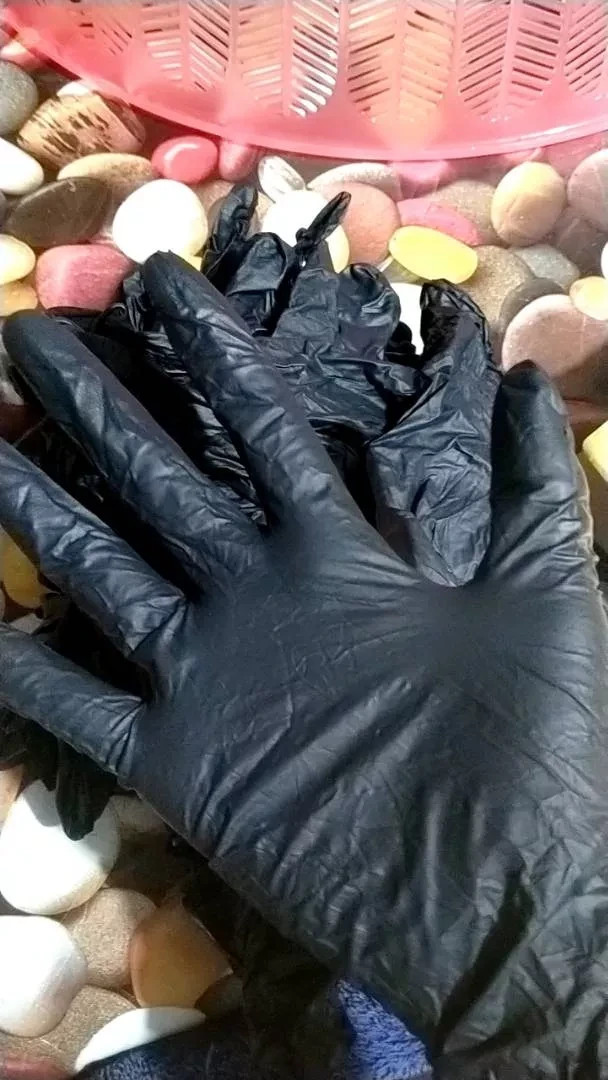 (200PCS) New Quality Nitrile Glove Powder Free / Black Thick / Size L