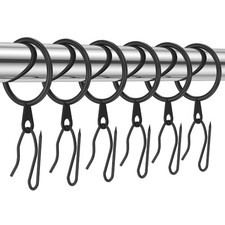 Metal Drapery Black Curtain Rings Curtain Hanging Rings and 60PCS Metal Curta...
