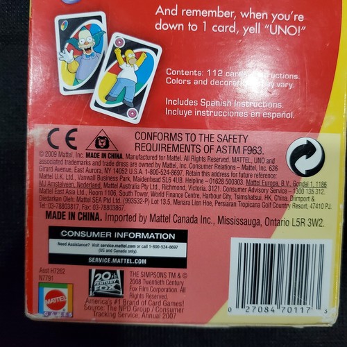 NEW - The Simpsons UNO Card Game 2008/2009 Mattel N7791 - Picture 9 of 11