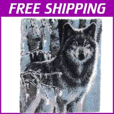 DIY Snow Wolf Latch Hook Rug Kit for Adults - Versatile Home Craft Decoration