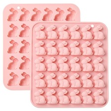2pcs Silicone Rabbit Shaped Molds Pink for Cake Decorating Sugarcraft Chocolate