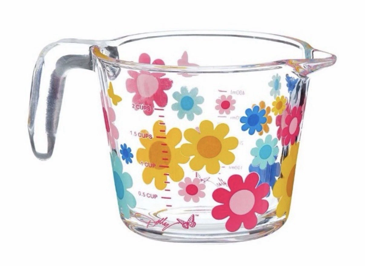 New Dolly Parton 2026 Summer Collection 2 Cup Measuring Cup Mod Floral Glass