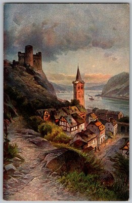 Antique Postcard Burg Maus Castle Rhine Wellmich DE 1910s