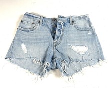 Levi's 501 Light Wash Denim Cut Off Jean Shorts Distressed Size 28
