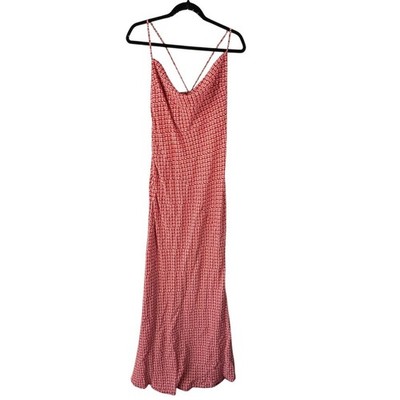 Monday Slip Dress Red Orange Geometric VV 14-16 Strappy Maxi Dress Minimalist