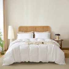 Luxurious 100 French Linen Duvet Cover Set - White, California King