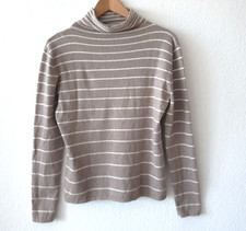 GC FONTANA leichter KASCHMIR PULLOVER Rollkragen Beige Weiß gestreift cashmere M