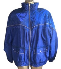 1990s Retro Crinkle Quilted Nylon Windbreaker Jacket Track Gold Trim Street Wear