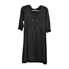 Tahari ASL Wool Blend Black Midi 3/4 Sleeve Sweater Dress Womens Size L Petite