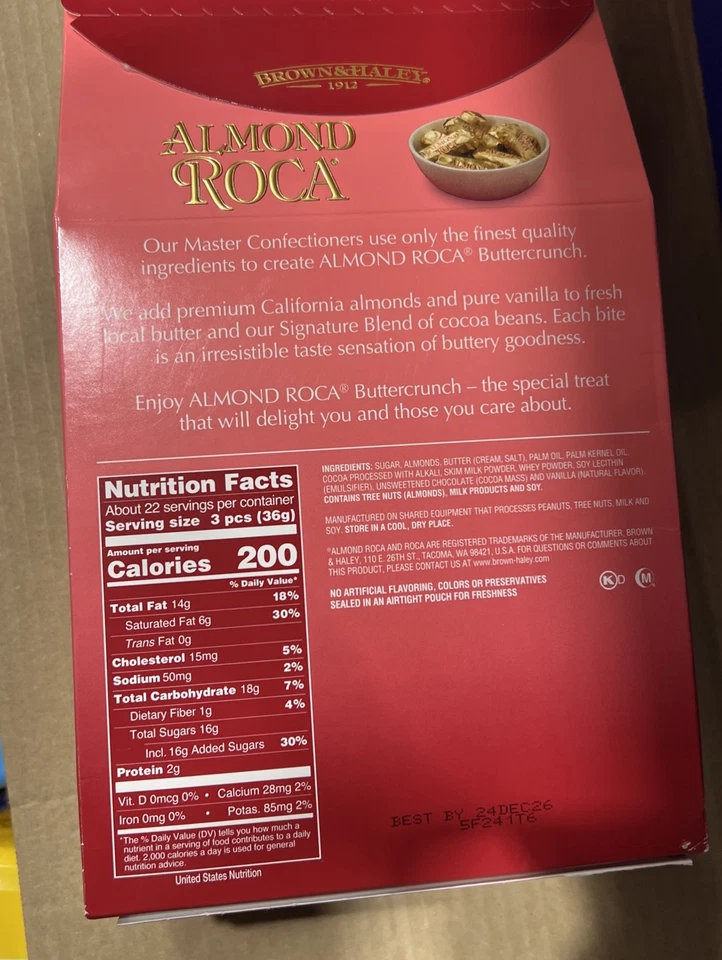 Nuevo caramelo crujiente de mantequilla Brown & Haley Almond Roca - 28 OZ (~63 piezas) Foto 4 de 4