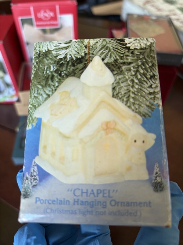 Enesco Precious Moments Sugar Town Chapel Porcelain Hanging Ornament Christmas