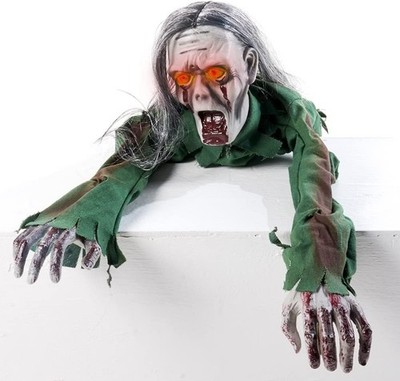 Scary Zombie Long Hair Glow Crawling Ghost with Sound Outdoor Halloween Decor