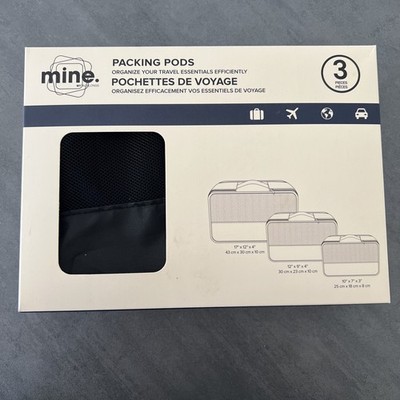 NEW Mine My Tagalongs 3 Packing Cubes Black Nylon & Mesh Pods Lot Of Three Sizes
