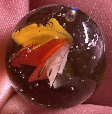Vintage Vitro Agate 0.62'' Six Vein Cats Eye Marble Tri Color Near Mint!