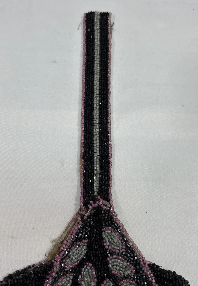 Antique Micro Beaded Flapper Art Deco Purse Evening Hand Bag Wristlet Nouveau - Image 4 of 4