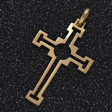 Ciondolo Croce in ORO Giallo 18 kt 750 Crocifisso Pendente Vintage da Uomo