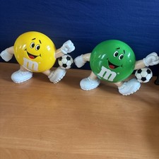 Two M&Ms Retro Dispensers Footballers Candy Dispenser Yellow And Green
