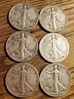 Lot of 6 Walking Liberty Half Dollars 90% Silver !