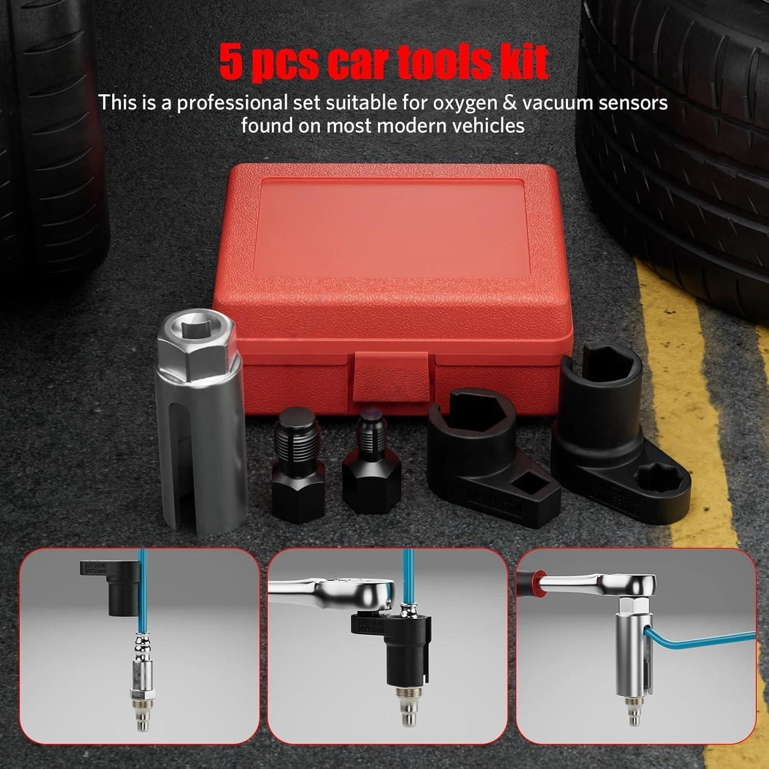 O2 Oxygen Sensor Socket Thread Chaser Set 5PCS O2 Sensor Wrench Removal ...