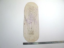 vtg 1960s 70s Tattoo Flash acetate stencil Robinhood Maid Marion pinup WMN3