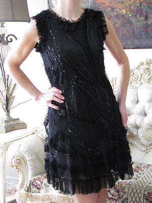 RED VALENTINO Lace/Tulle,Embroidery Sequinned,Ruffled Dress It 42,US  4-6/Small | eBay