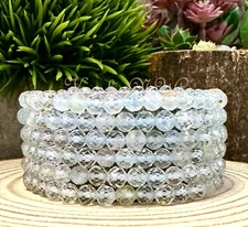 Wholesale Lot 6 Pcs Natural Topaz Faceted 6mm 7.5” Crystal Stretch Bracelet