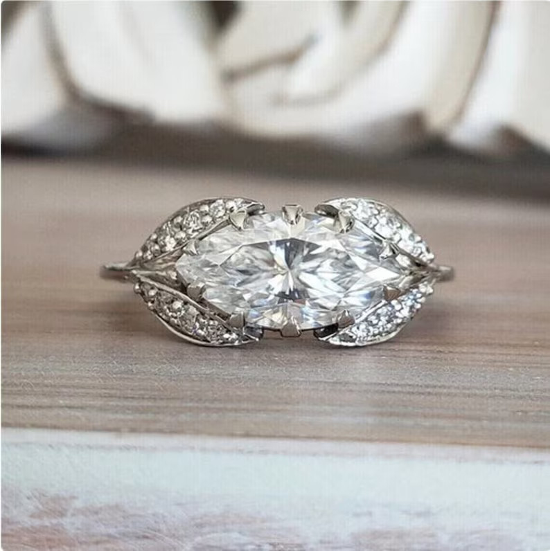 2.46 Ct Marquise Cut Simulated Diamond 14k White Gold Plated Engagement Ring
