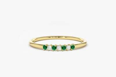 Damen Smaragd & Diamant Brillanten Gesamt 0,11ct VS Ring Kombination Emerald - Bild 1 von 4