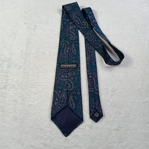 Haggar Tie Green Paisley Design Made in USA - Picture 6 of 11