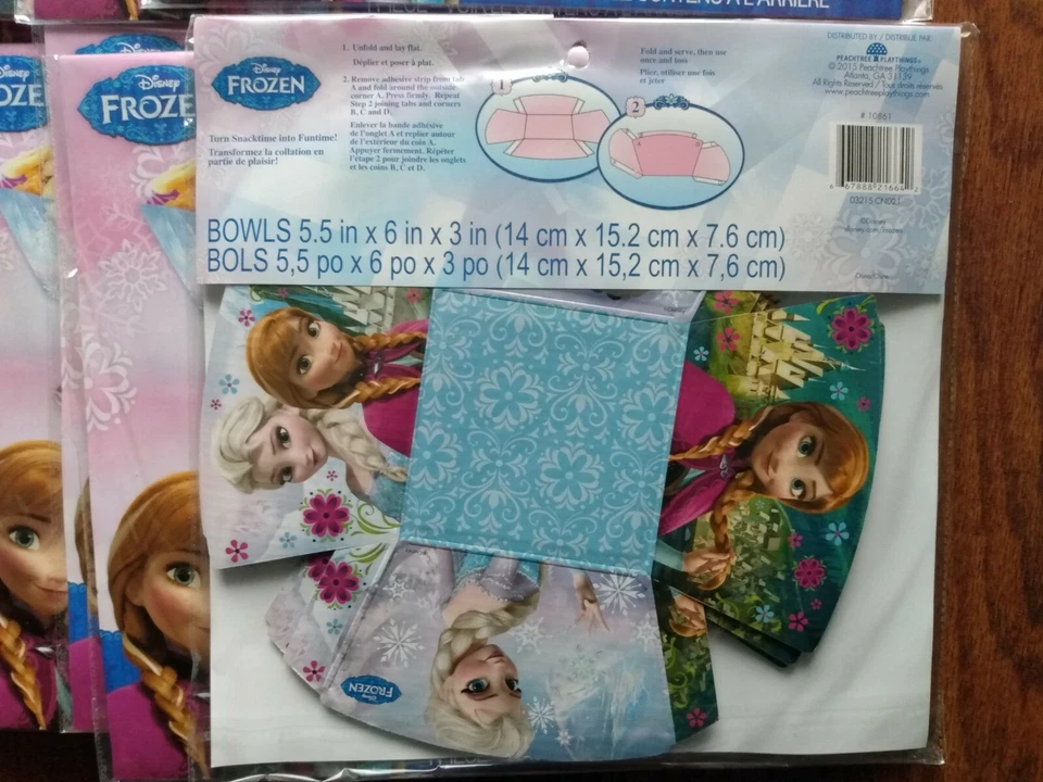 Lot of 13 Disney Frozen 3 Snack Bowls Fold & Serve 5.5" x 6" x 3" NEW - 39 total Foto 3 de 4