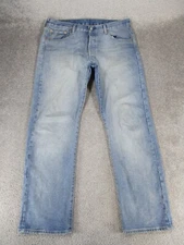 Levis 501 Jeans Mens 38 Light Wash Denim Button Fly Original Fit 38X31 *