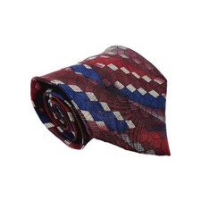 XMI Necktie Red & Blue Geometric Pattern Silk Neck Tie 59x4" Made in the USA