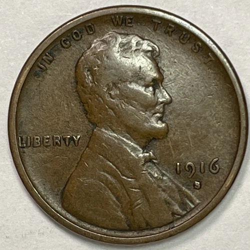 1916-S Lincoln Wheat Cent Very Fine VF Coin #13084