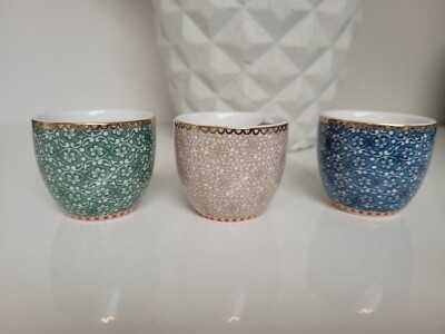 *neu* 3 Stk. Pip Studio Eierbecher Spring To Life Grün Blau Off White