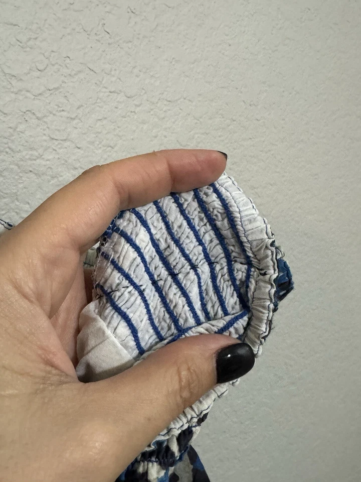 Falda midi Ivy Jane seda algodón línea A en azul mediano Foto 3 de 4