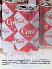 Print Ad 1960's Coca-Cola Coke Cans Icy Sparkling Refreshing Pull Tabs