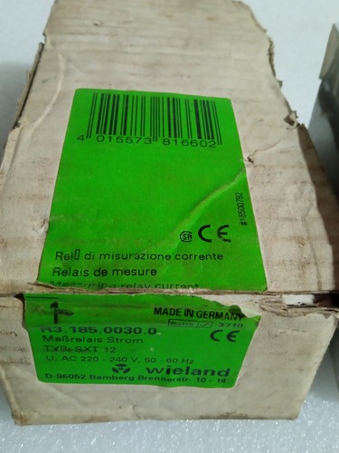 WIELAND TYPE : SXT 12 R3.185.0030.0 MEASURING RELAY CURRENT 220-240 VAC NEW - Picture 9 of 9