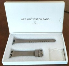 NEW  Apple Compatible Watch Band GRAY 38mm 40mm Natural Leather Silver Buckle